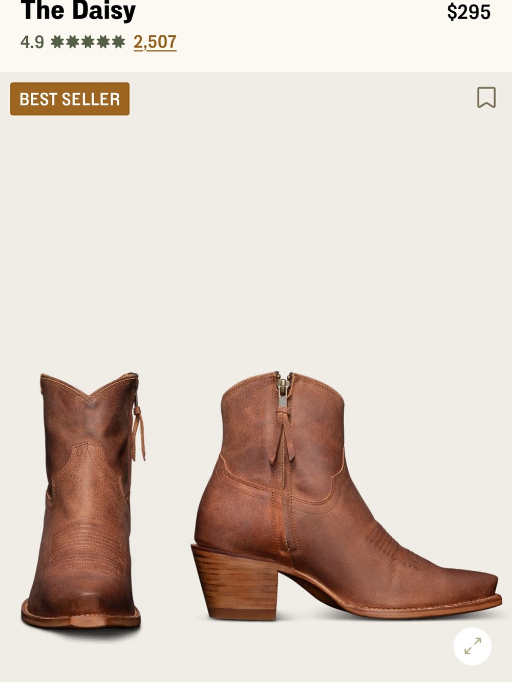 Tecovas The Daisy Leather Ankle Boots - Chestnut